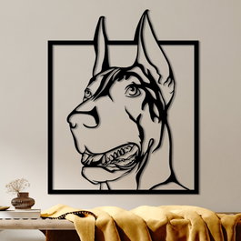 Wallity Doberman Escultura de pared de metal negra